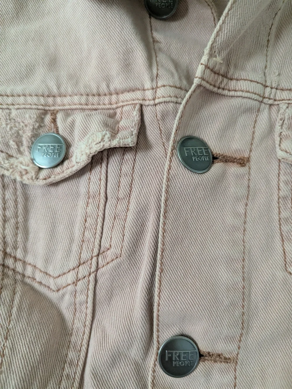 Free People Pink Denim Jacket 2 - Picture 2 of 6